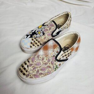 Vans Patchwork Floral Slip-On Sneakers Paisley Daisy Women's 6